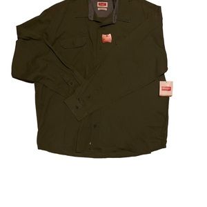 vintage wrangler button down olive green men 2XL
